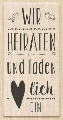 Stempel Wir heiraten Motivgröße 4,3x8,6 cm Holzstempel Gummistempel Kautschukstempel Hochzeitsstempel