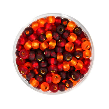 Rocailles Glasperlen silbereinzug Rot-Mix matt 4,5mm 17g