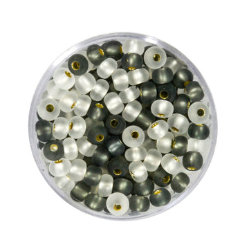 Rocailles Glasperlen silbereinzug Grau-Mix matt 4,5mm 17g