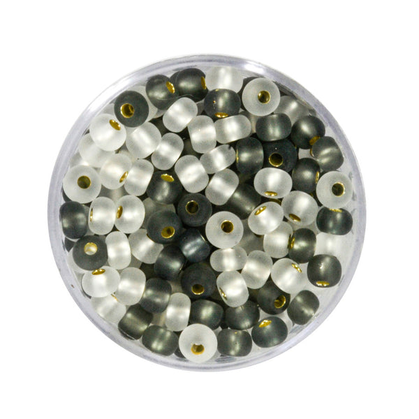 Rocailles Glasperlen silbereinzug Grau-Mix matt 4,5mm 17g