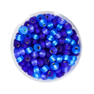 Rocailles Glasperlen silbereinzug Blau-Mix matt 4,5mm 17g / Dose
