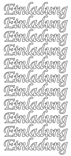 Konturensticker Einladung Stickerbogen Oberfläche matt 10x23cm