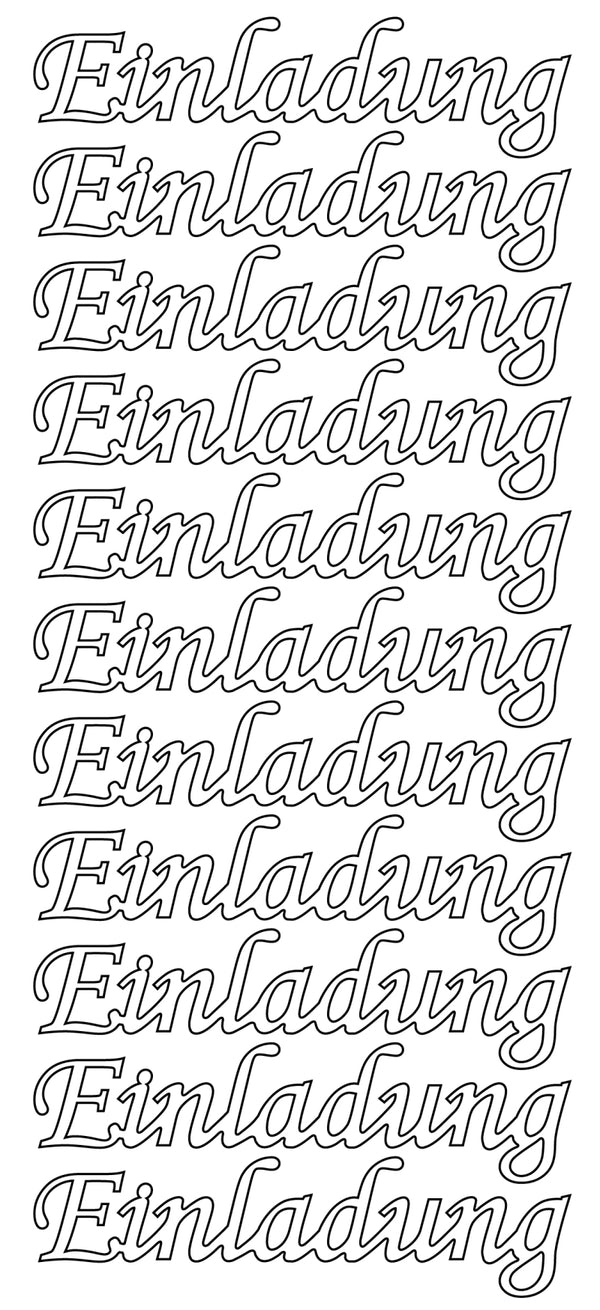 Konturensticker Einladung Stickerbogen Oberfläche matt 10x23cm