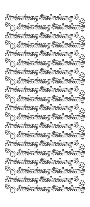 Konturensticker Einladung mit Blumen Stickerbogen Oberfläche gold matt 10x23cm