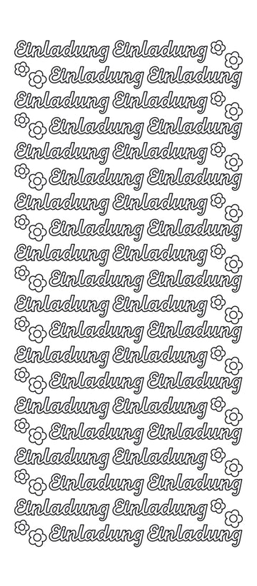 Konturensticker Einladung mit Blumen Stickerbogen Oberfläche gold matt 10x23cm