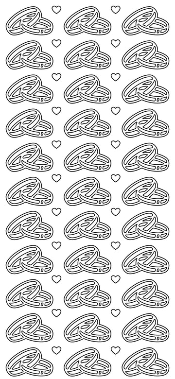 Konturensticker Ringe Eheringe Herzen Stickerbogen Oberfläche matt 10x23cm