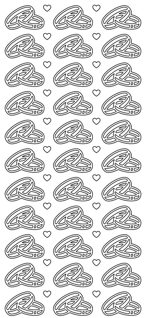 Konturensticker Ringe Eheringe Herzen Stickerbogen Oberfläche matt 10x23cm