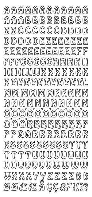 Konturenaufkleber Großbuchstaben ABC Oberfläche matt 10x23cm