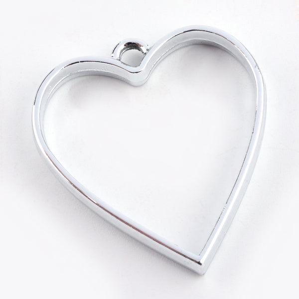 Metall Anhänger Rahmen Herz Bezel Resinschmuck 34x30x3,7mm 3 Stück/Pkg