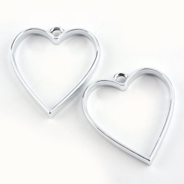 Metall Anhänger Rahmen Herz Bezel Resinschmuck 34x30x3,7mm 3 Stück/Pkg