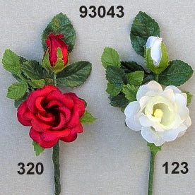 Buschrose mit Knospe und Rosenblatt 9cm