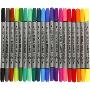 Textil Marker Set Stoffmalstifte doppelseitig 20 Stück / Packung