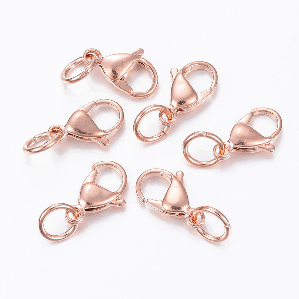 Edelstahl Karabiner rosegold mit Ring Kettenverschluss  15x9x4,5mm 2 Stück/Pkg.