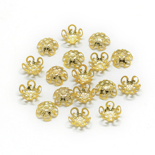 Perlkappen Metall gold filigran 8mm 20 Stück/Pkg