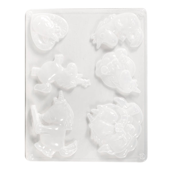 LDPE-Gießform Einhorn 6 Motive 6-10cm