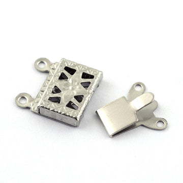 Schnappverschluss Box-Verschluss Edelstahl rechteck silbern 2 Ösen 10x15x2,5mm 2 Stück/Pkg.