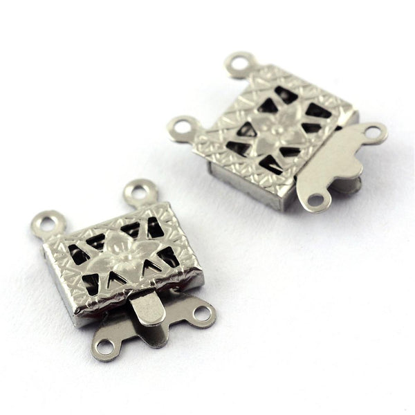 Schnappverschluss Box-Verschluss Edelstahl rechteck silbern 2 Ösen 10x15x2,5mm 2 Stück/Pkg.