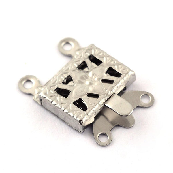 Schnappverschluss Box-Verschluss Edelstahl rechteck silbern 2 Ösen 10x15x2,5mm 2 Stück/Pkg.