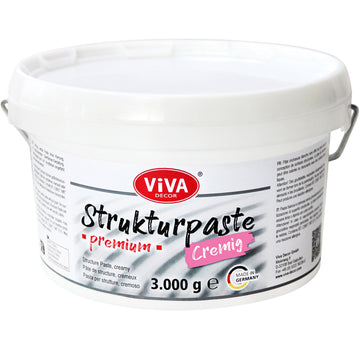 Viva Decor® Strukturpaste PREMIUM cremig (3000g, Weiß) stoßfeste Impasto Paste Künstlerqualität matt