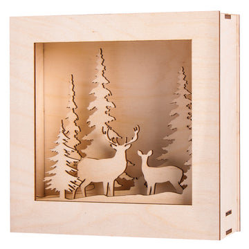 Holzbausatz 3D-Motivrahmen Winterland 14teilig 20x20x6,6cm