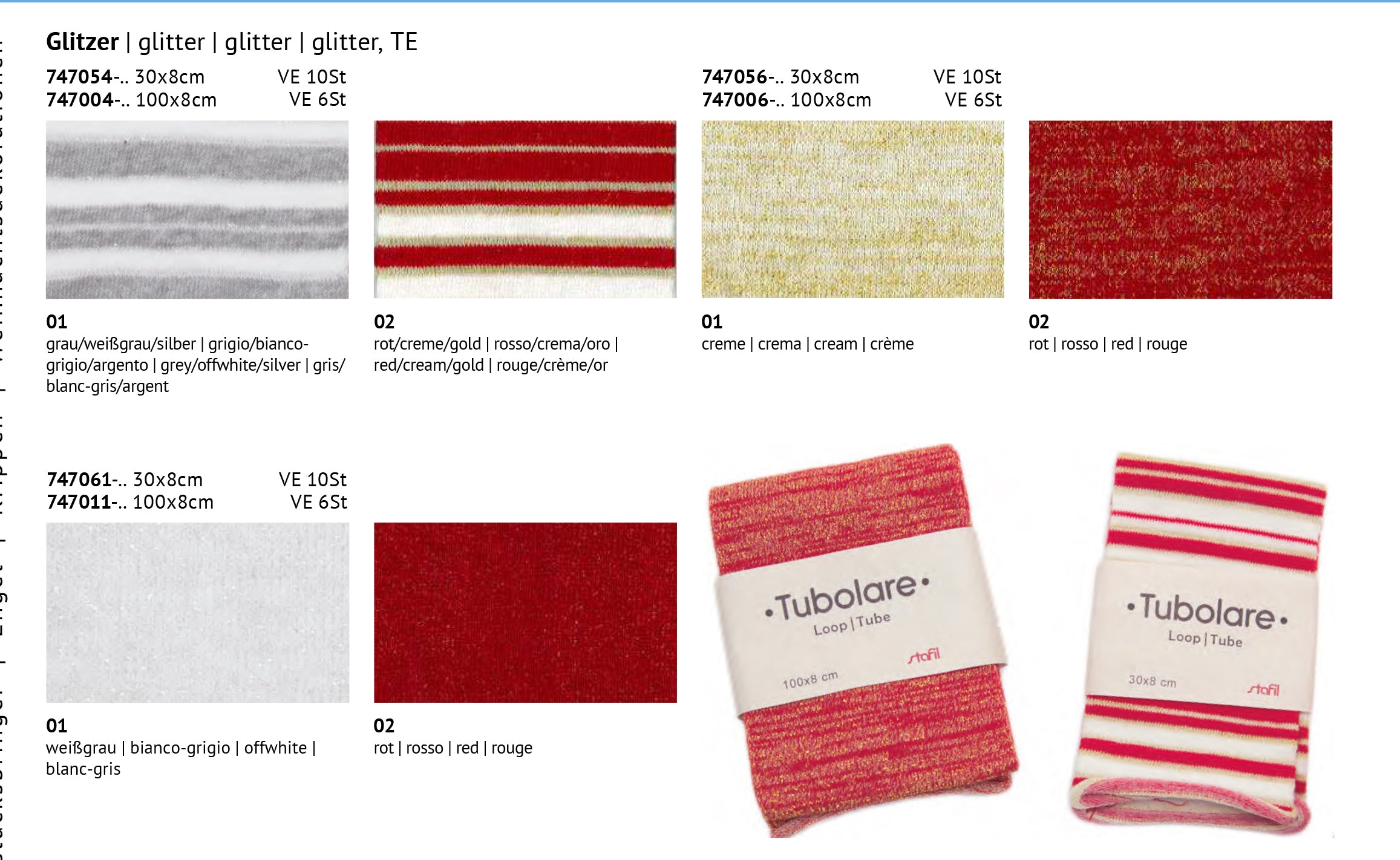 Strickschlauch Tubolare 30x8cm Schlaufe