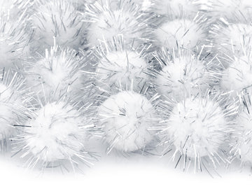 Plush Pompoms Plüsch-Pompons mit Glitzer 2cm silber 20 Stück