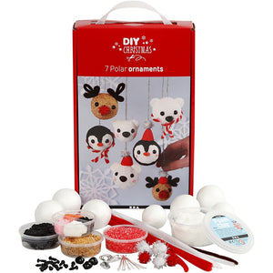 Bastelset Weihnachtskugeln Polartiere mit Foam-Clay