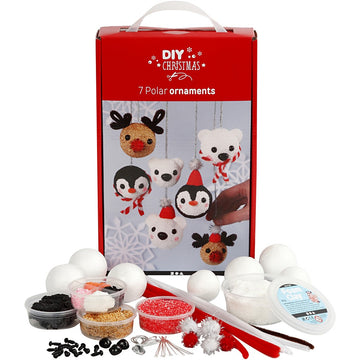 Bastelset Weihnachtskugeln Polartiere mit Foam-Clay