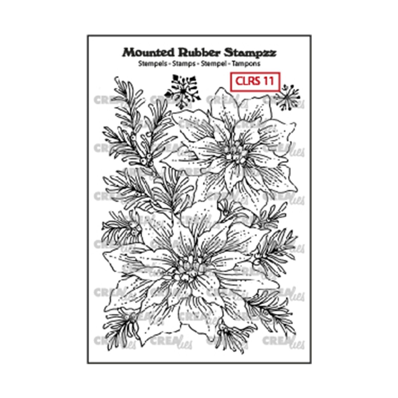 Gummistempel Crealies Mounted Rubber Stampzz Nr.11 Poinsettia Weihnachtsstern 10x7,5cm