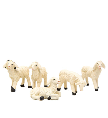 Schafe Miniaturtiere 5 Stück für Krippenfiguren 7-10cm