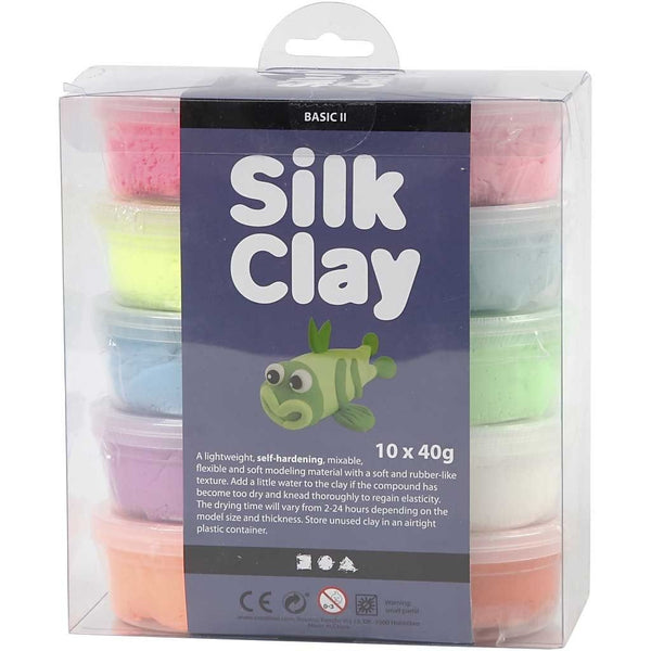 Silk Clay Modelliermasse lufttrocknend Neon Mix 10 x 40g
