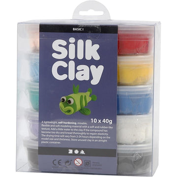 Silk Clay lufttrocknende Modelliermasse Sortiment Basic 10x40g