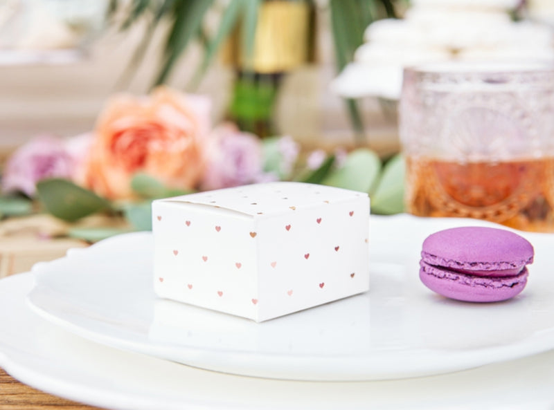 Geschenkboxen Gift Boxes weiß mit Herzen 6x3,5x5,5cm 10 Stück