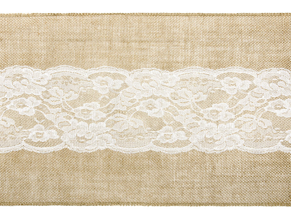 Jute-Tischläufer mit Spitze 28x275cm Sackleinen-Tischläufer