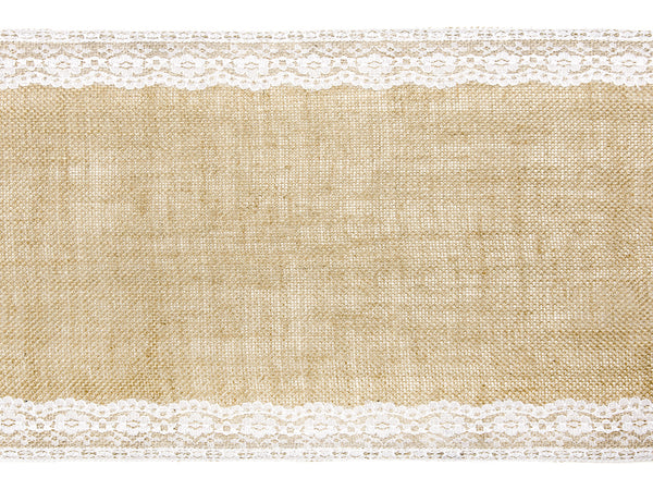 Jute-Tischläufer mit Spitze 28x275cm Sackleinen-Tischläufer