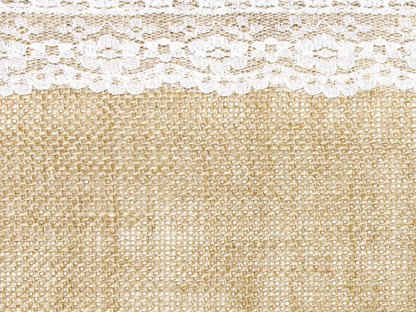 Jute-Tischläufer mit Spitze 28x275cm Sackleinen-Tischläufer