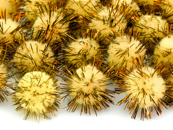 Plush Pompoms Plüsch-Pompons mit Glitzer 2cm silber 20 Stück