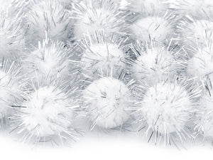 Plüsch-Pompons Plüsch-Pompons mit Glitzer 2cm silber 20 Stück