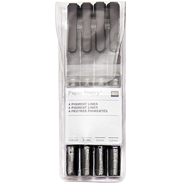 Paper Poetry Pigment Liner schwarz 4 Stifte