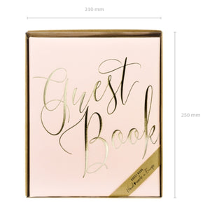 Gästebuch puderrosa Gästebuch Goldfolienprägung 20x24,5cm 22 Blatt