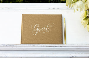 Gästebuch Kraftpapier Goldfolienprägung Guest Book 24x18,5cm 22 Blatt
