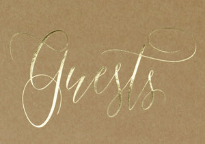 Gästebuch Kraftpapier Goldfolienprägung Guest Book 24x18,5cm 22 Blatt