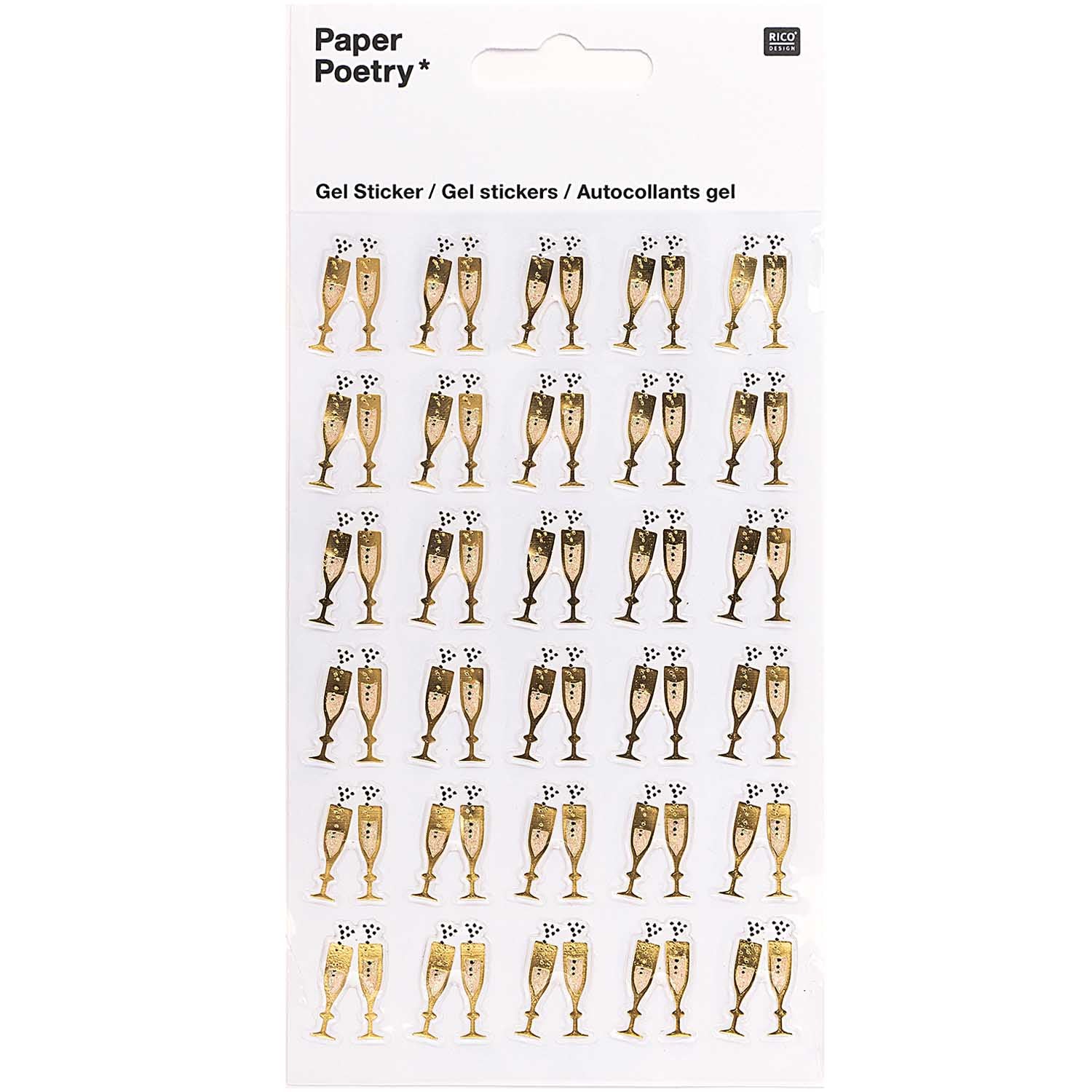 Gelsticker Sektgläser gold 30 Stück