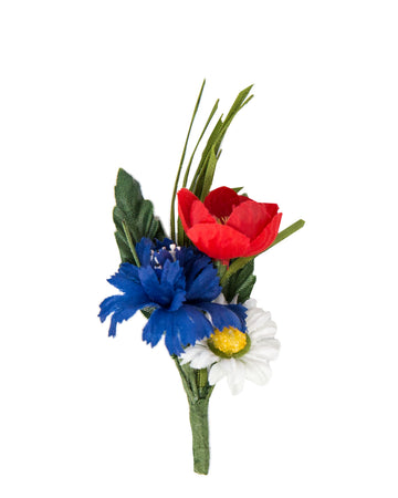 Hochzeitsanstecker Wiesenblumen (Mohn,Korn,Margarite) 9cm ohne Anstecknadel
