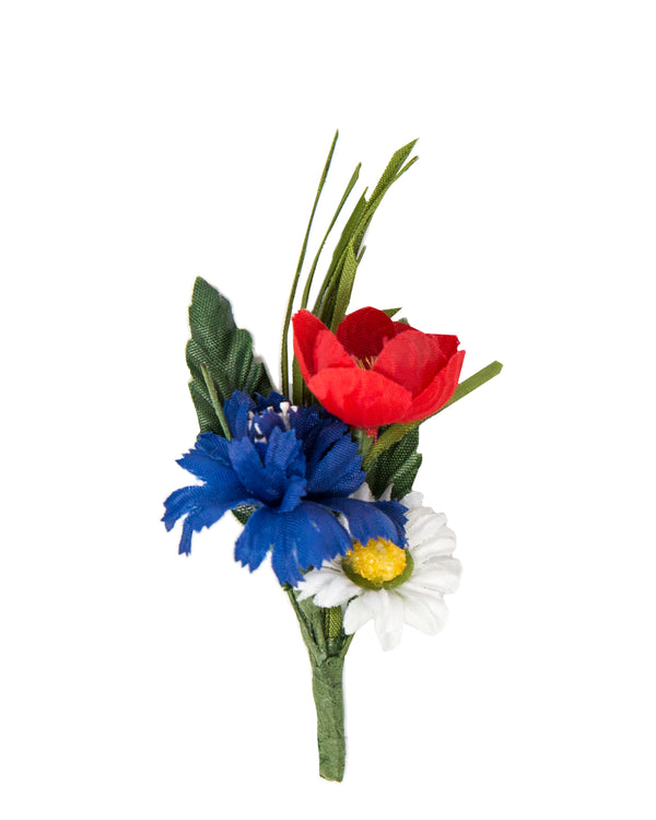 Hochzeitsanstecker Wiesenblumen (Mohn,Korn,Margarite) 9cm ohne Anstecknadel