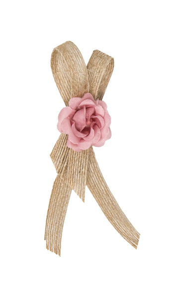 Hochzeitsanstecker Juteschlaufe mit Rose Vintage rustikal, inkl. Anstecknadel