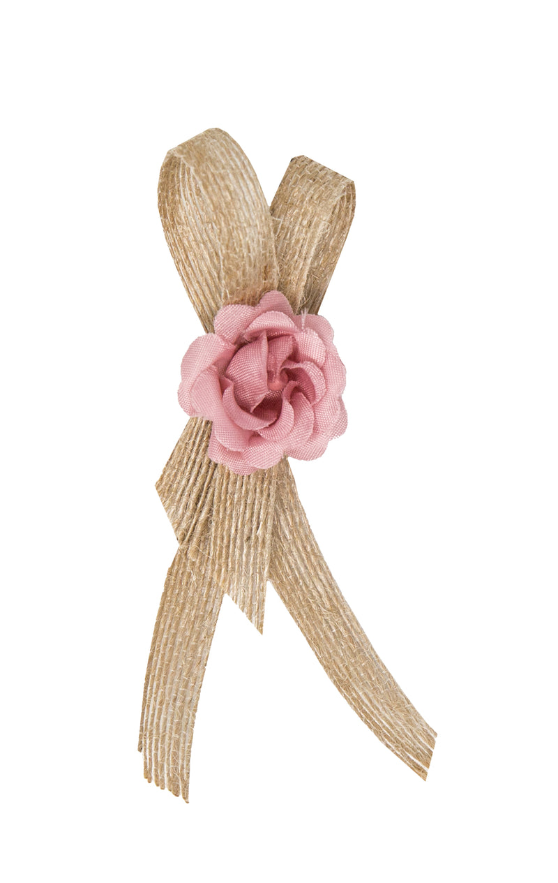 Hochzeitsanstecker Juteschlaufe mit Rose Vintage rustikal, inkl. Anstecknadel