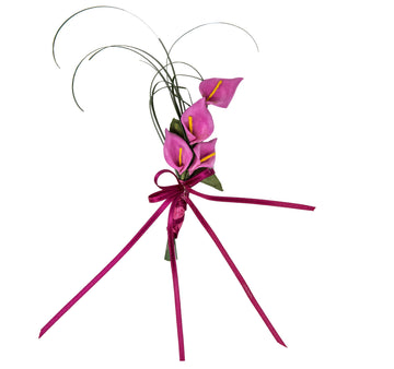 Anstecker Calla rosa lang Dekogras mit Anstecknadel
