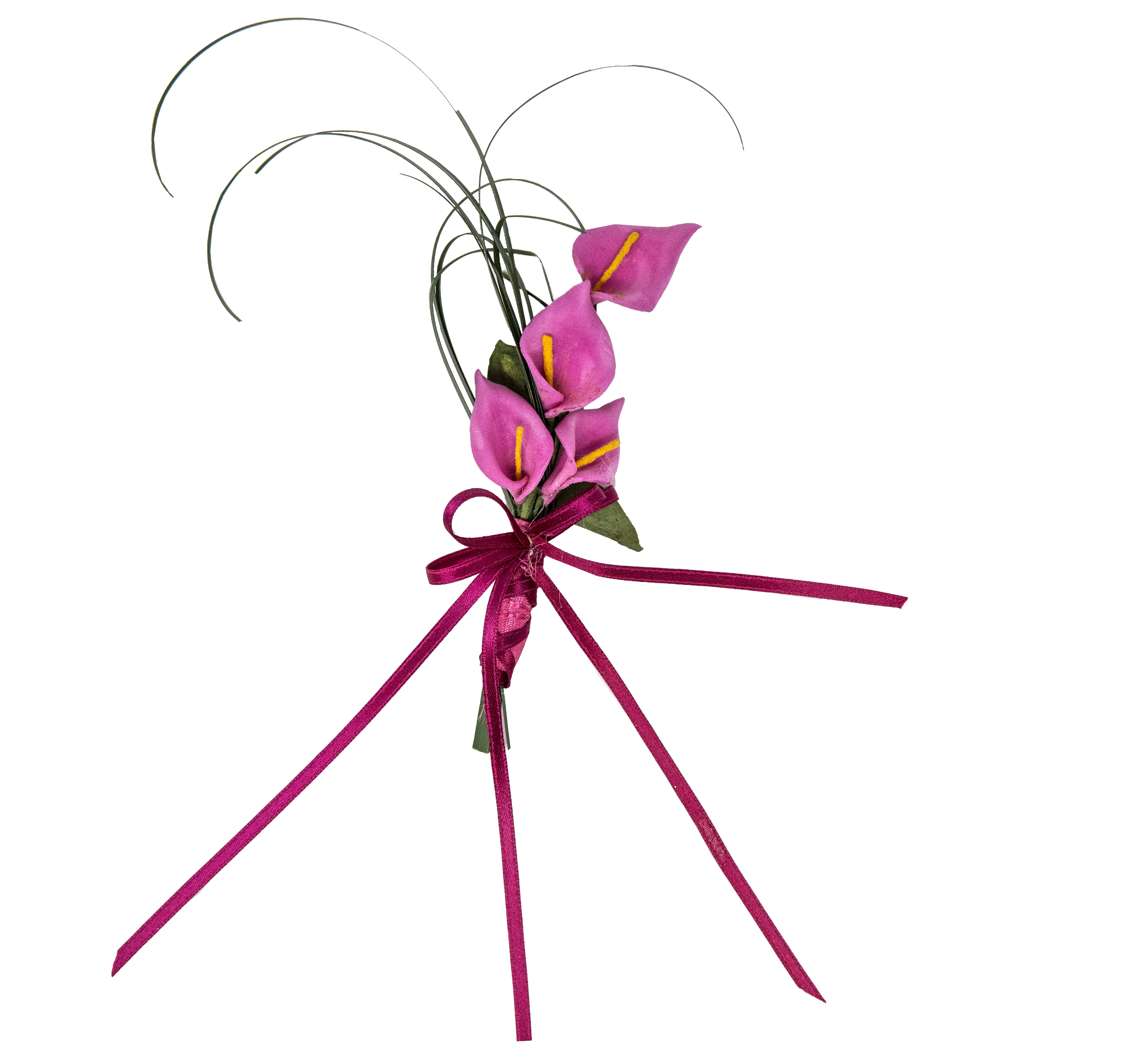 Anstecker Calla rosa lang Dekogras mit Anstecknadel