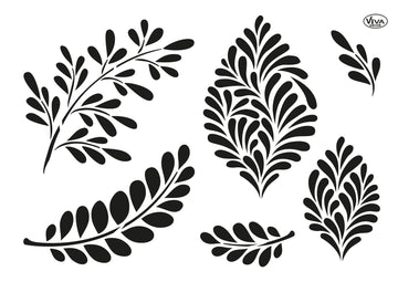Moderne Blätter Universal-Schablone A4  Modern Leaves Stencil